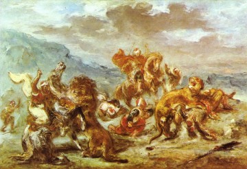  Leon Obras - caza del león Eugenio Delacroix